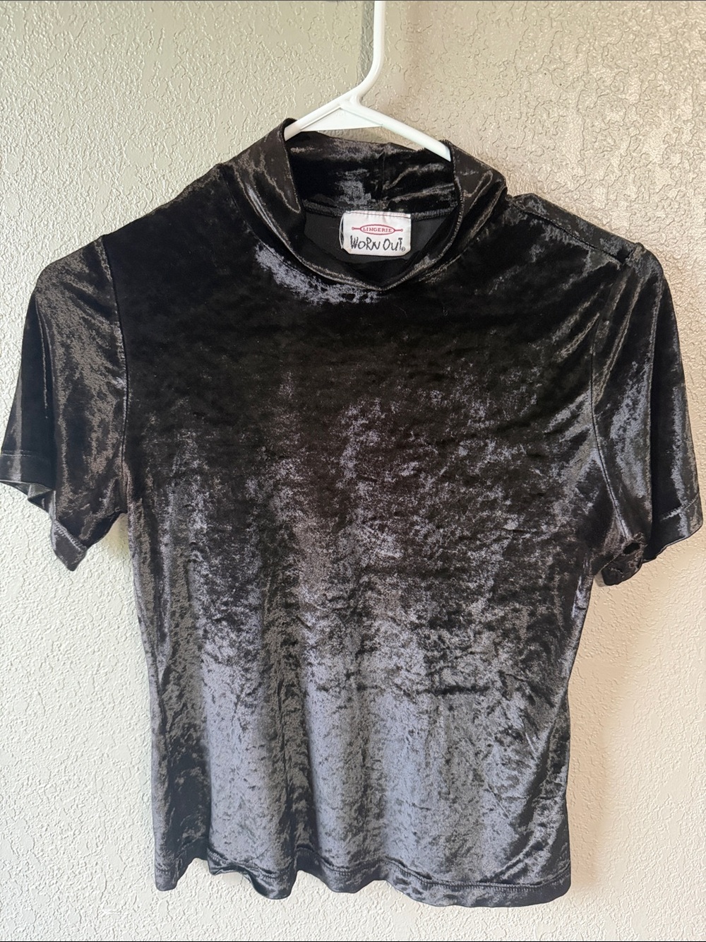 Vintage Velvet Short Sleeve Top Black
